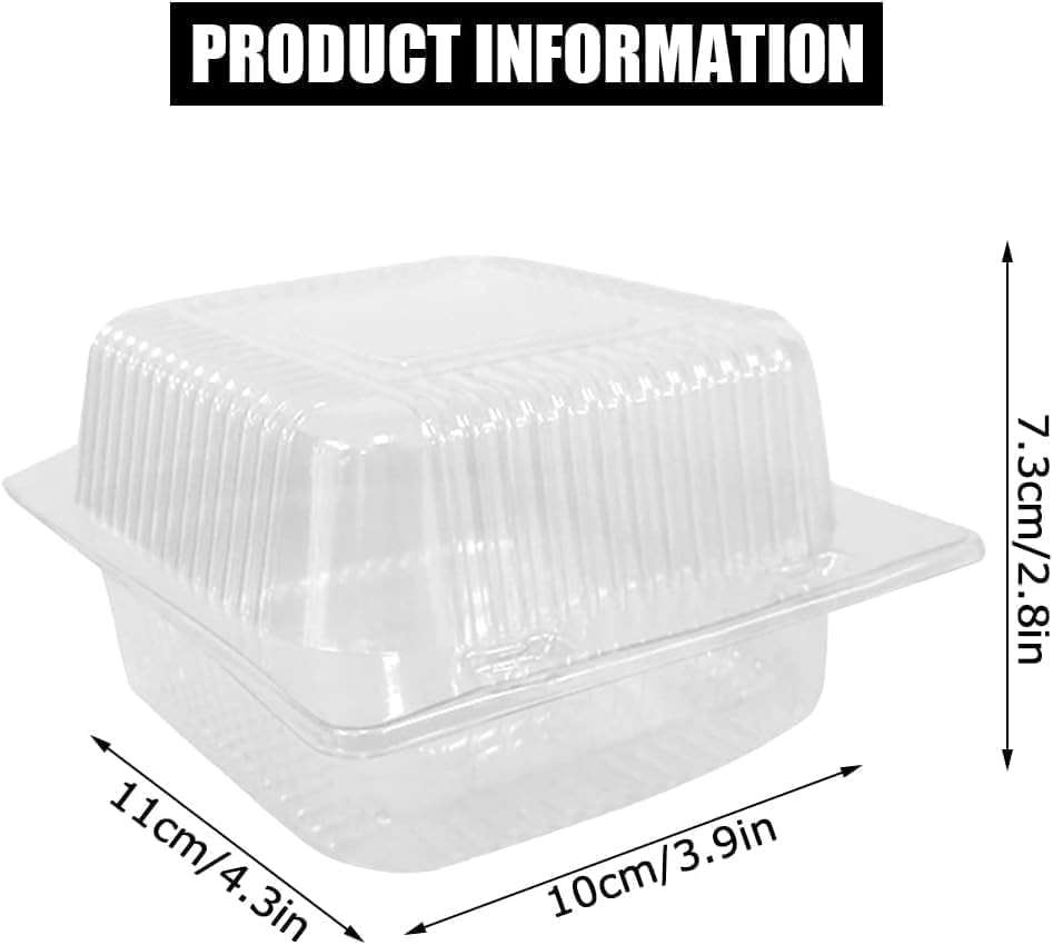 AHXHWKA 200 Pack Clear Plastic Hinged Take Out Containers,5.3 x 4.7 Inch Disposable Square Clamshell Takeout Tray To Go Containers with Lid for Salad, Dessert,Cake Slice,Sandwiches - Image 3