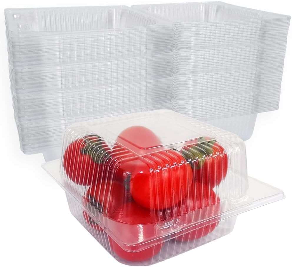 AHXHWKA 200 Pack Clear Plastic Hinged Take Out Containers,5.3 x 4.7 Inch Disposable Square Clamshell Takeout Tray To Go Containers with Lid for Salad, Dessert,Cake Slice,Sandwiches - Image 6