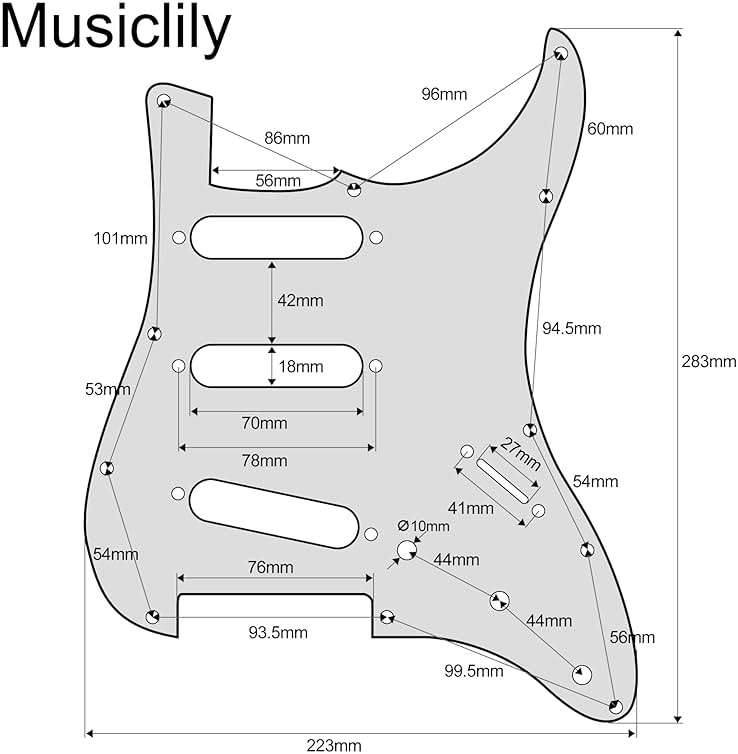 Musiclily Pro-SE ST-DPHA Pre-wired SSS Pickguard with Alnico 5 Mini Rail Humbucker for Strat Style Electric Guitar, 4Ply Tortoise Shell - Image 2