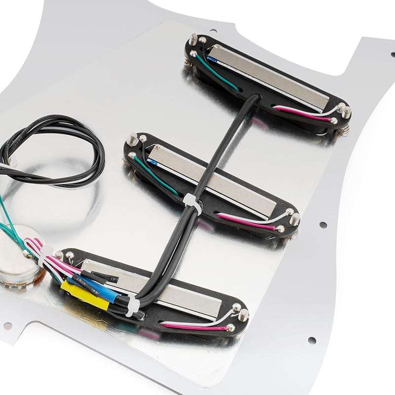 Musiclily Pro-SE ST-DPHA Pre-wired SSS Pickguard with Alnico 5 Mini Rail Humbucker for Strat Style Electric Guitar, 4Ply Tortoise Shell - Image 8