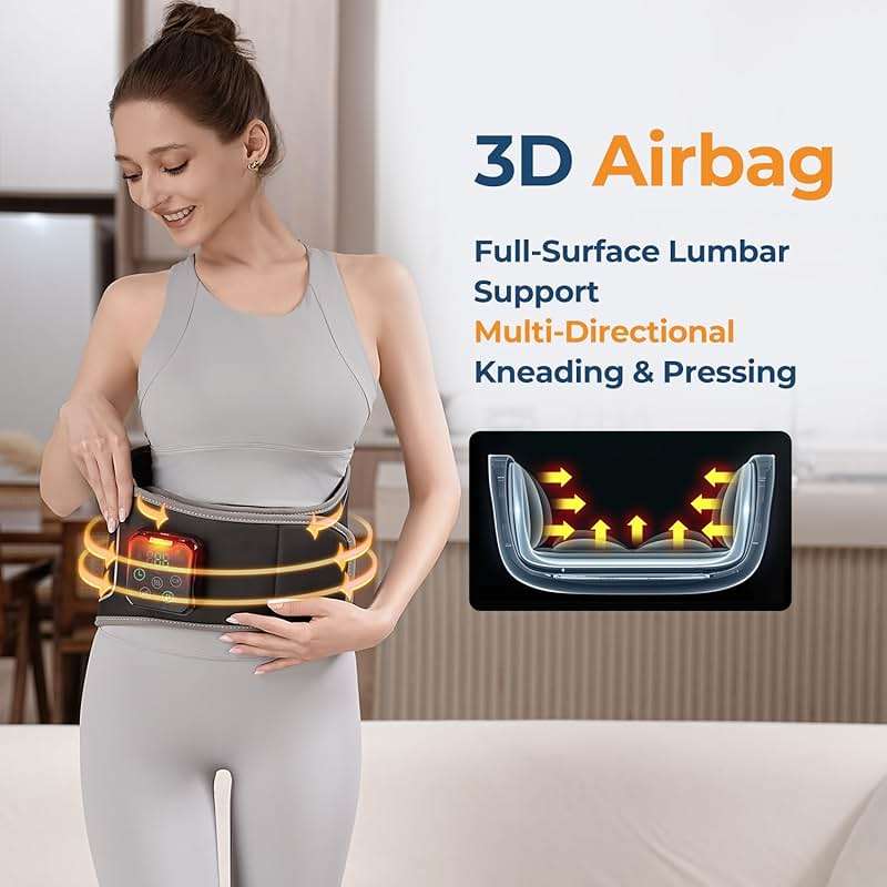 Heating Pad for Back with Auto-Inflatable Massager, 58’’ Cordless Lower Back Massager with 3 Vibration and 4 Heat, Portable Heated Pads for Back Pain Relief, Gifts for Women Men Family - Image 2