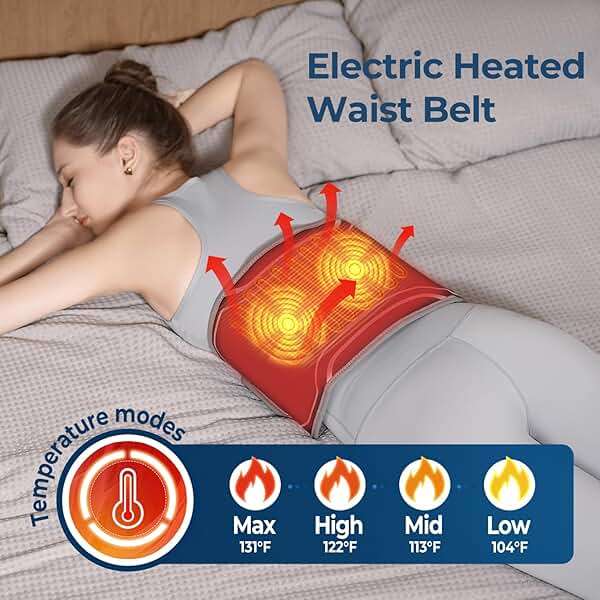 Heating Pad for Back with Auto-Inflatable Massager, 58’’ Cordless Lower Back Massager with 3 Vibration and 4 Heat, Portable Heated Pads for Back Pain Relief, Gifts for Women Men Family - Image 3