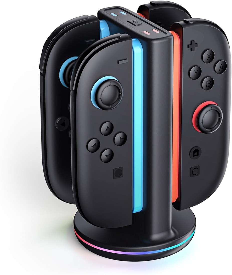 SUPCASE Charging Dock for Nintendo Switch 2 Joy Con, Black | Supports Dual-Side Charging, 9 Light Modes, Magnetic Controller, Fast Charger Stand Station - Image 1