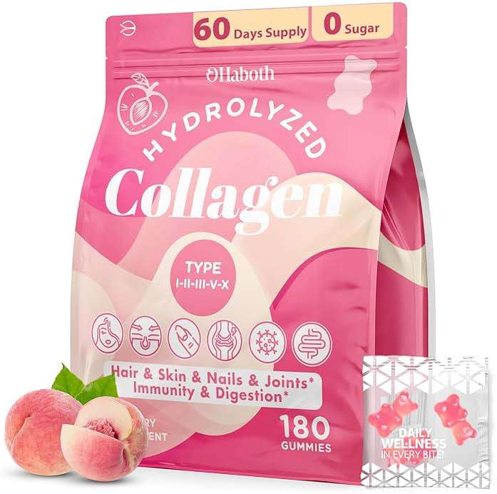 OHaboth Collagen Gummies for Women, Hydrolyzed Collagen Peptides Type I, II, III, V, X, 0 Sugar - Collagen Gummies for Skin, Wrinkles, Hair, Nails, Digestive & Immune Health, 60 Days Supply - Image 1