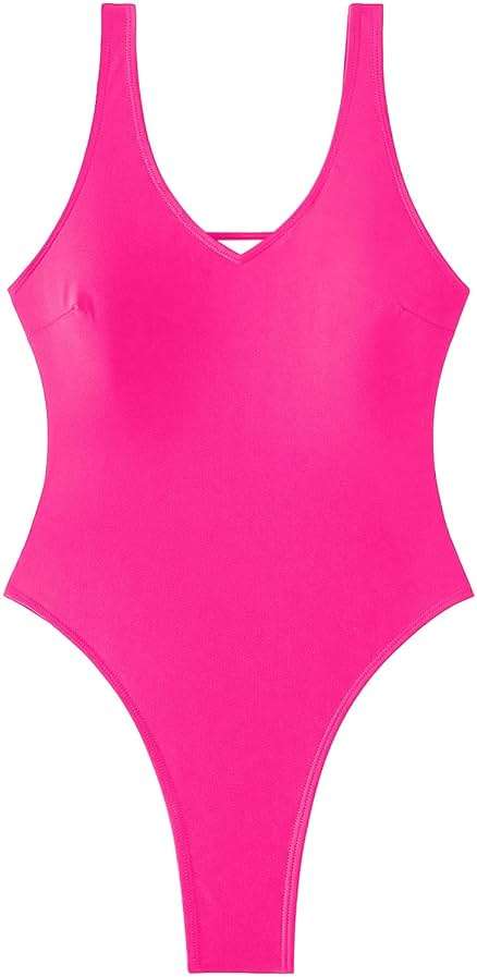 Foxiny Sexy Backless Cheeky High Cut Leg Thong V Neck One Piece Swimsuit - Image 3