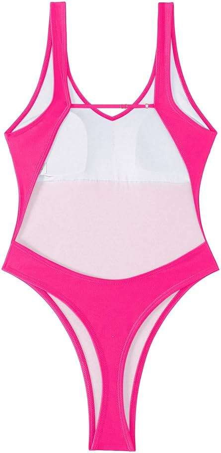 Foxiny Sexy Backless Cheeky High Cut Leg Thong V Neck One Piece Swimsuit - Image 4