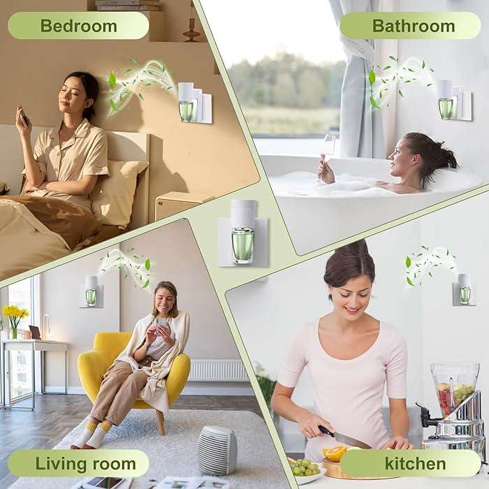 ROSSEX 2 PCS Wall Fragrance Plug in with Night Light and Oil Diffuser Plug with Upgraded Fragrance Concentration Control, Compatible with Bath and Body Works WallFower for Home, White - Image 5