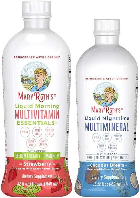 MaryRuth's Liquid Morning Multivitamin (Strawberry) & Liquid Nighttime Multimineral (Coconut, 15oz) | Clean Label Project Verified® | Vegan Vitamins for Energy, Bedtime Routine, & Overall Health - Image 2