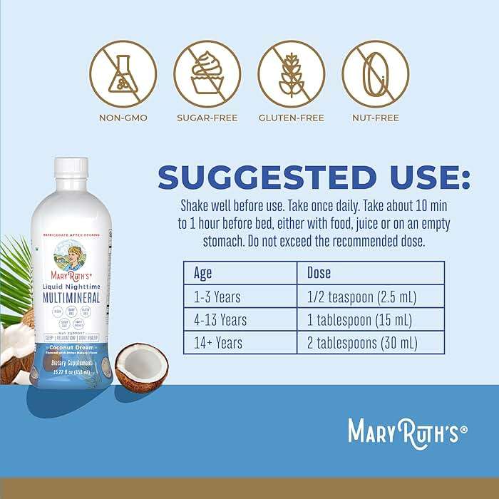 MaryRuth's Liquid Morning Multivitamin (Strawberry) & Liquid Nighttime Multimineral (Coconut, 15oz) | Clean Label Project Verified® | Vegan Vitamins for Energy, Bedtime Routine, & Overall Health - Image 6