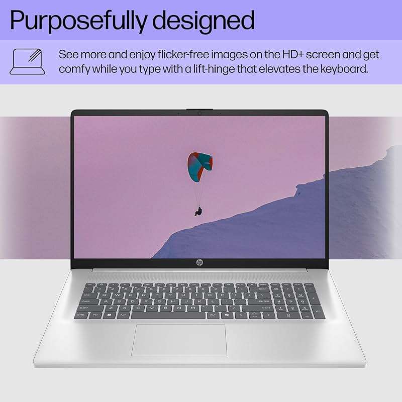 HP 17.3 inch Laptop, HD+ Display, AMD Ryzen 5 7520U, 16 GB RAM, 512 GB SSD, AMD Radeon Graphics, Windows 11 Home, Natural Silver, 17-cp2199nr - Image 3