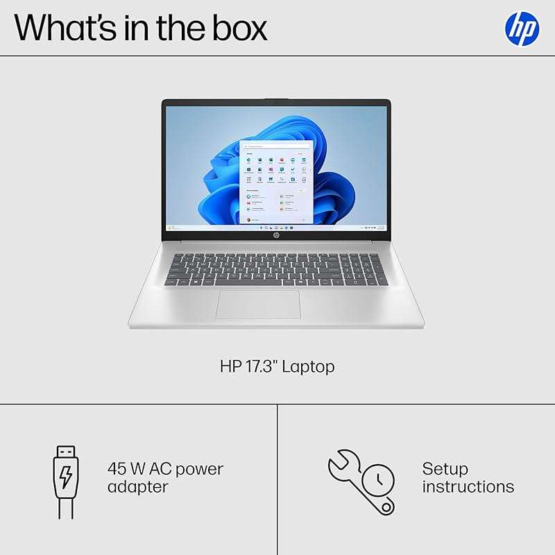HP 17.3 inch Laptop, HD+ Display, AMD Ryzen 5 7520U, 16 GB RAM, 512 GB SSD, AMD Radeon Graphics, Windows 11 Home, Natural Silver, 17-cp2199nr - Image 9