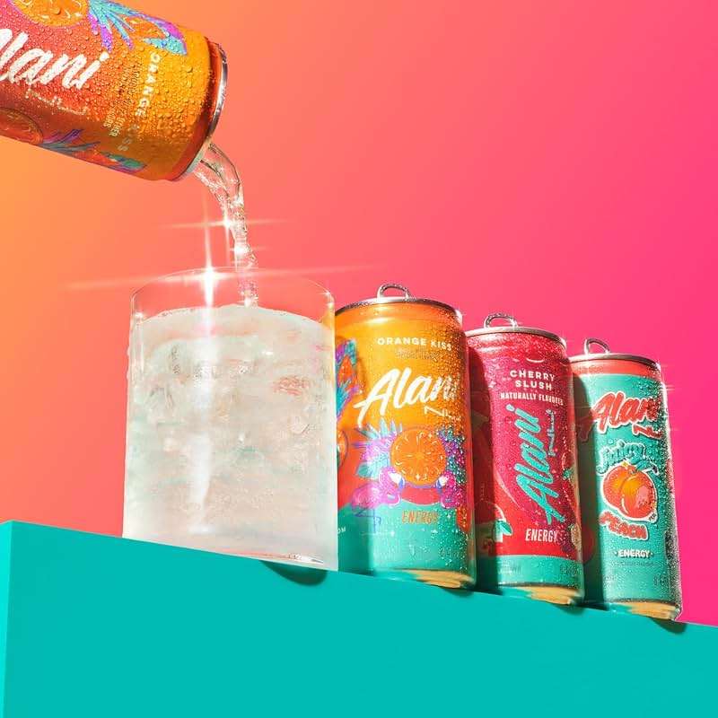 Alani Nu VARIETY PACK (CHERRY SLUSH, JUICY PEACH, ORANGE KISS), Low Calorie Energy Drinks, 100mg Caffeine, Biotin, B Vitamins, Zero Sugar, 10 Calories or Less, 8 Fl Oz Cans, 12 Pack - Image 7