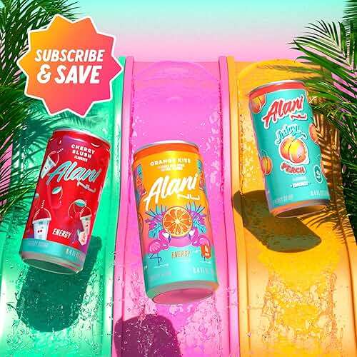 Alani Nu VARIETY PACK (CHERRY SLUSH, JUICY PEACH, ORANGE KISS), Low Calorie Energy Drinks, 100mg Caffeine, Biotin, B Vitamins, Zero Sugar, 10 Calories or Less, 8 Fl Oz Cans, 12 Pack - Image 9
