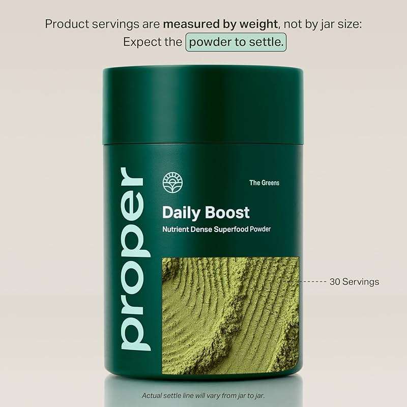 Proper, The Greens Daily Boost Organic Greens Powder. Whole Food, Apple Flavour Veggie Powder Superfood with Wheatgrass, Spirulina, Chlorella, Probiotics. Daily Drink Mix for Wellness and Digestion - Image 2