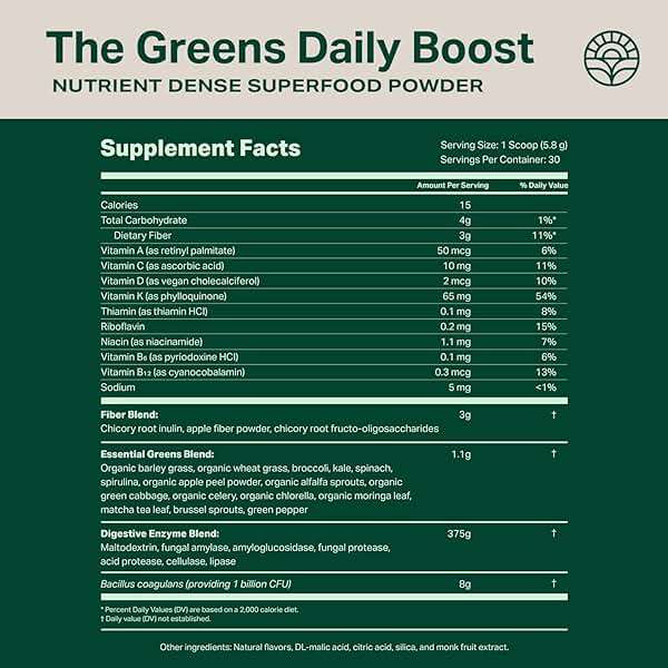 Proper, The Greens Daily Boost Organic Greens Powder. Whole Food, Apple Flavour Veggie Powder Superfood with Wheatgrass, Spirulina, Chlorella, Probiotics. Daily Drink Mix for Wellness and Digestion - Image 8