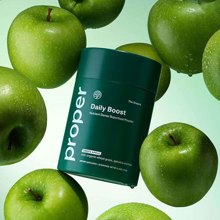 Proper, The Greens Daily Boost Organic Greens Powder. Whole Food, Apple Flavour Veggie Powder Superfood with Wheatgrass, Spirulina, Chlorella, Probiotics. Daily Drink Mix for Wellness and Digestion - Image 9