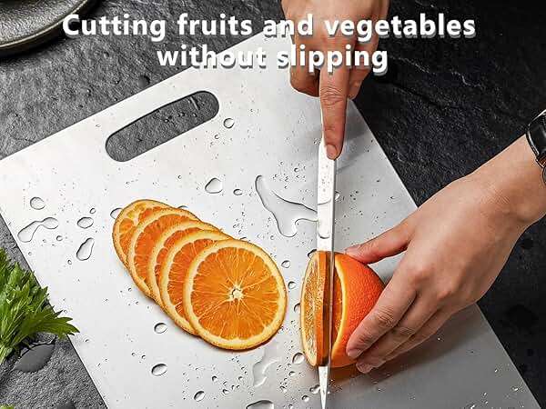 UFJEG Titanium Cutting Board, 3 PCS Titanium Cutting Boards for Kitchen, Non Toxic, Double-Sided Food Grade Chopping Board for Outdoor Camping(15.6" x 11", 13" x 9.3", 11.8" x 7.8") - Image 5