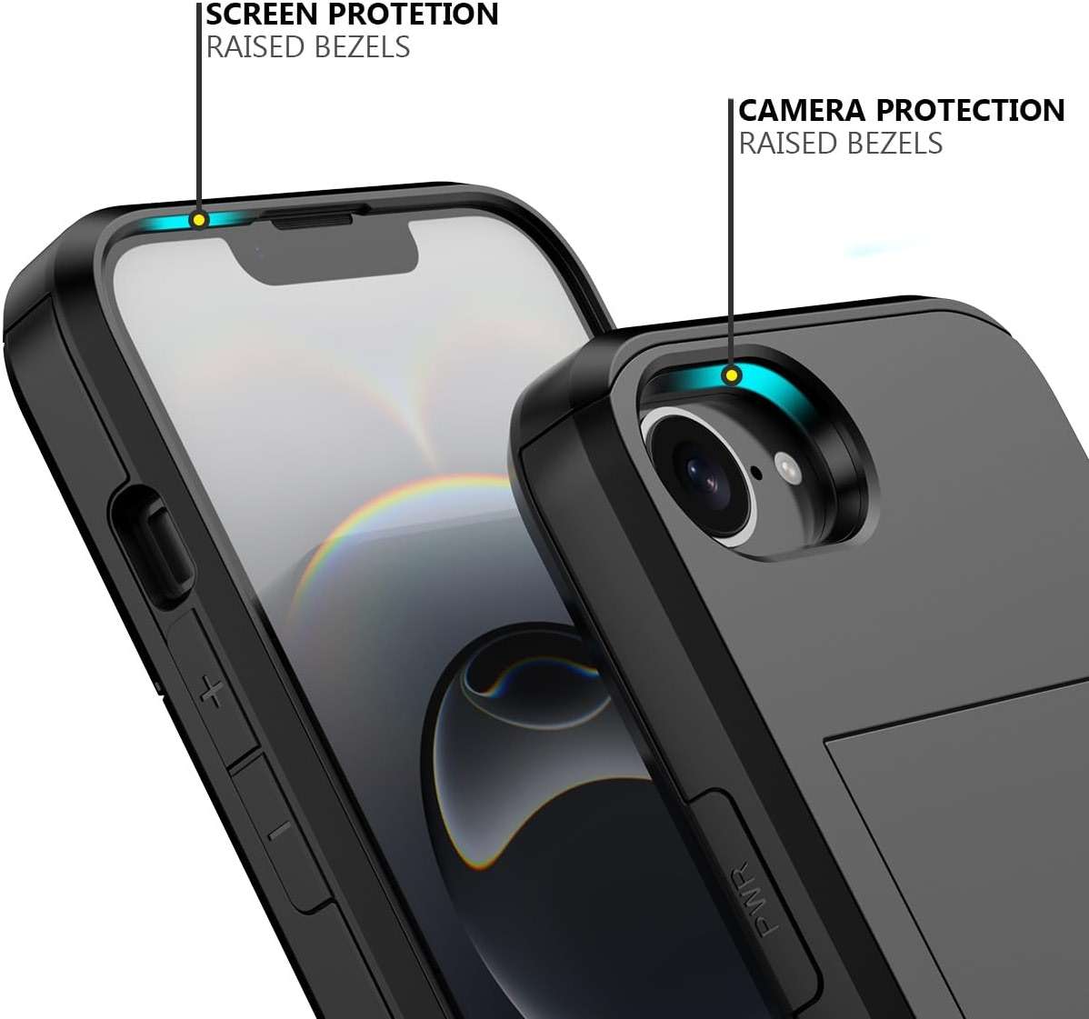 Nvollnoe for iPhone 17e Case, iPhone 16e Case with Card Holder Dual Layer Heavy Duty Protective Hidden Card Slot Slim Wallet Cover for iPhone 16e/17e 6.1''(Black) | with Card Holder - Image 4