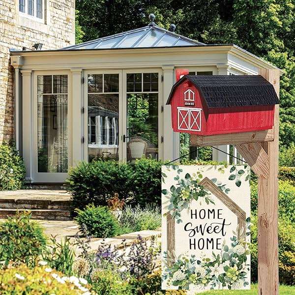 AVOIN colorlife Home Sweet Home Spring Floral Garden Flag 12x18 Inch Double Sided Outside, Eucalyptus Flowers Seasonal Welcome Yard Outdoor Flag - Image 5