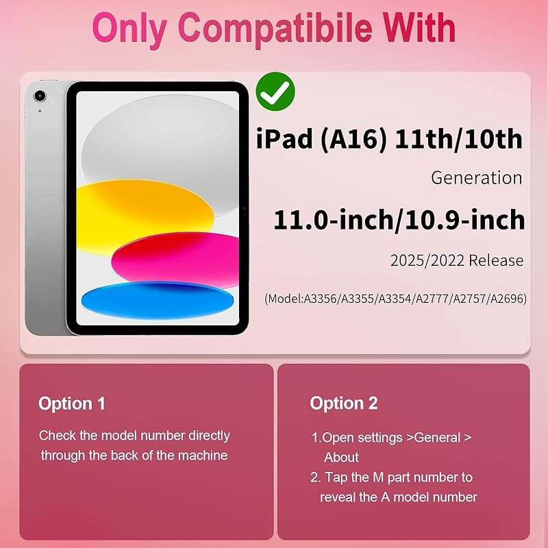 WESOROL Case for iPad (A16) 11th Generation 11 Inch (2025) iPad 10th Generation 10.9 Inch (2022),Full-Body Drop Protection i Pad Case 10th Gen with Rotating Stand Screen Protector Pencil Holder,Rose - Image 7