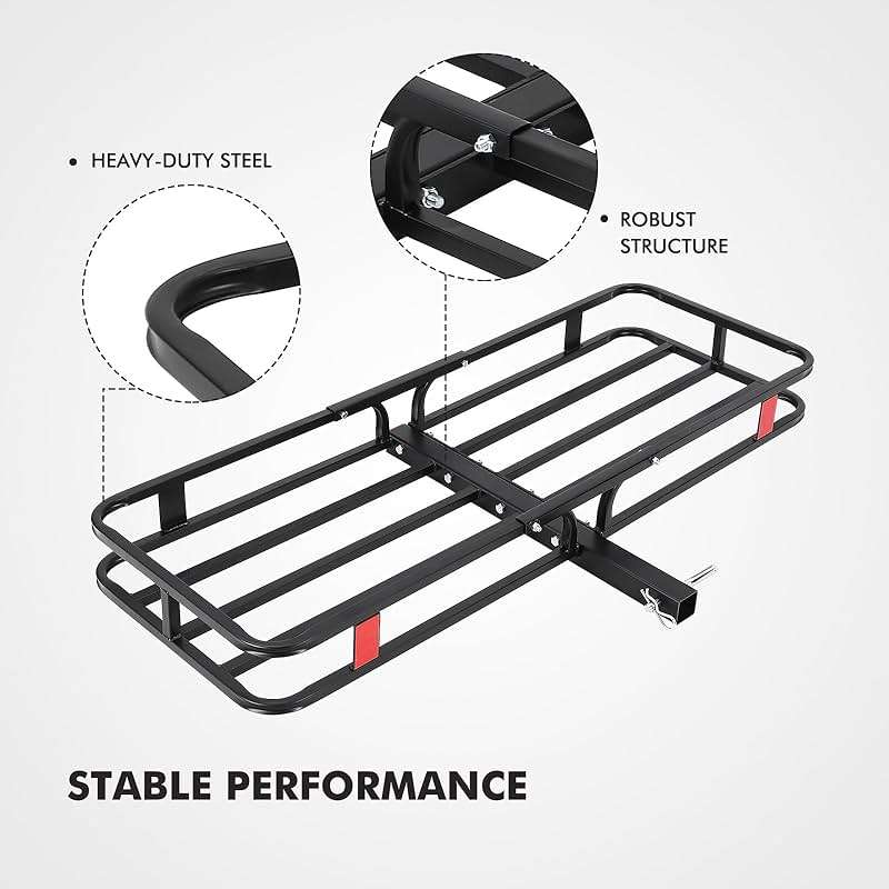 500 Lbs Capacity Hitch Mount Cargo Carrier Basket - Heavy-Duty Cargo Baskets, 53" x 19" x 6" Cargo Rack Rear Luggage Basket for Car and SUV - Image 3