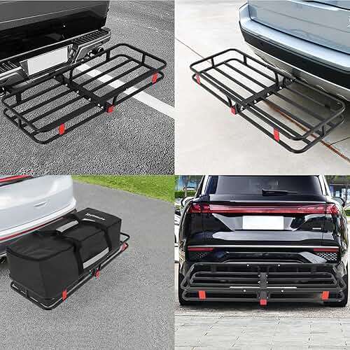 500 Lbs Capacity Hitch Mount Cargo Carrier Basket - Heavy-Duty Cargo Baskets, 53" x 19" x 6" Cargo Rack Rear Luggage Basket for Car and SUV - Image 4