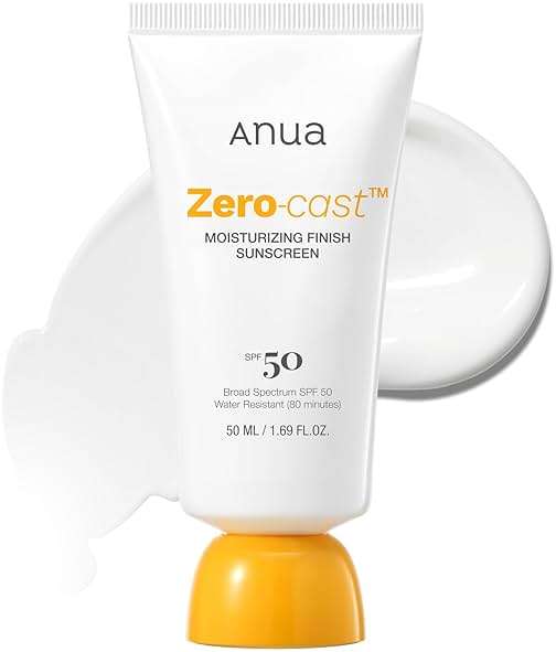 Anua, Zero-Cast Moisturizing Sunscreen SPF 50, Glow Natural Sunscreen for face, No White Cast, Hyaluronic Acid, Niacinamide, Oil-Free, Korean Skincare, 1.69 fl oz - Image 1