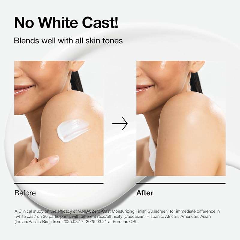 Anua, Zero-Cast Moisturizing Sunscreen SPF 50, Glow Natural Sunscreen for face, No White Cast, Hyaluronic Acid, Niacinamide, Oil-Free, Korean Skincare, 1.69 fl oz - Image 4