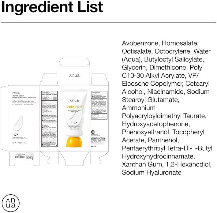 Anua, Zero-Cast Moisturizing Sunscreen SPF 50, Glow Natural Sunscreen for face, No White Cast, Hyaluronic Acid, Niacinamide, Oil-Free, Korean Skincare, 1.69 fl oz - Image 9