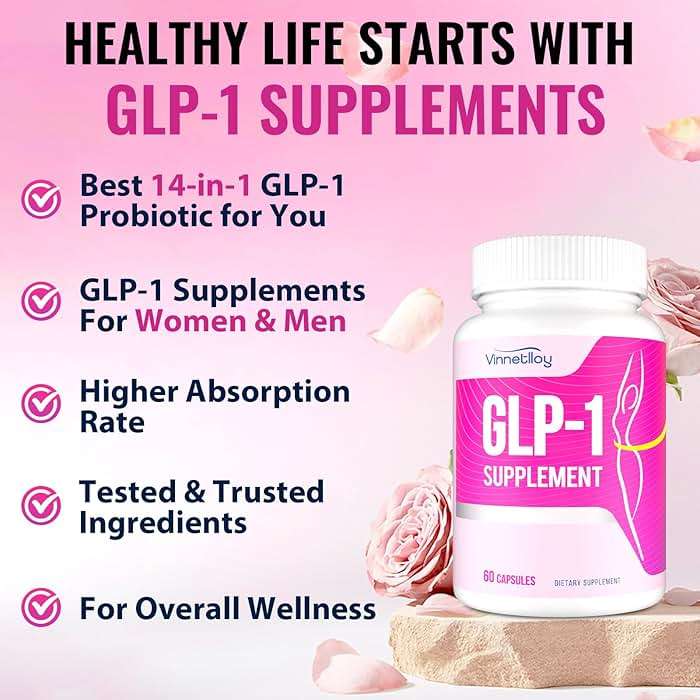VINNETLLOY GLP-1, GLP-1 Supplements for Women, GLP1 with Berberine & Akkermansia Probiotic, 14 in 1 Natural Formula for GLP 1 Levels, Metabolism*, lmmune, Gut & Digestion, Energy, Vegan, 60 Capsules - Image 3