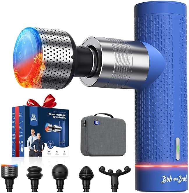 BOB AND BRAD A7 Pro Massage Gun with Heat & Cold Therapy for Back Pain & Recovery - 11mm Deep Tissue, Portable Quiet Handheld Gun, FSA-HSA Eligible with Case - Image 1