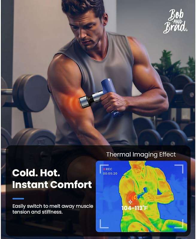 BOB AND BRAD A7 Pro Massage Gun with Heat & Cold Therapy for Back Pain & Recovery - 11mm Deep Tissue, Portable Quiet Handheld Gun, FSA-HSA Eligible with Case - Image 2
