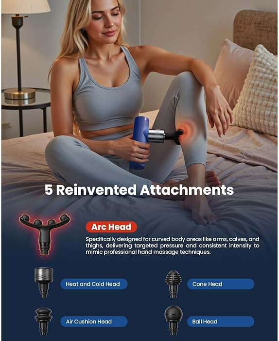 BOB AND BRAD A7 Pro Massage Gun with Heat & Cold Therapy for Back Pain & Recovery - 11mm Deep Tissue, Portable Quiet Handheld Gun, FSA-HSA Eligible with Case - Image 5