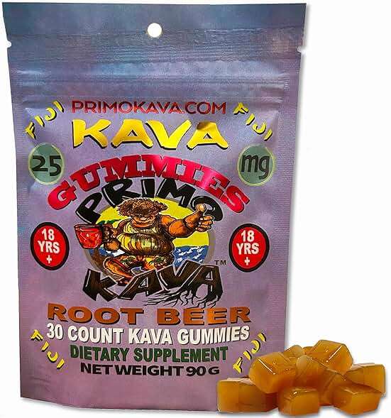 Kava Kava Gummies 375mg – Strong Noble Kava with 375mg Kavalactones per Package for Calm & Relaxation – Fast-Acting Fiji Kava Root Extract – Certified 3rd Party Testing - Root Beer Flavor - Image 1