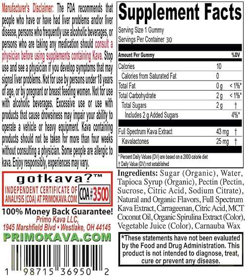 Kava Kava Gummies 375mg – Strong Noble Kava with 375mg Kavalactones per Package for Calm & Relaxation – Fast-Acting Fiji Kava Root Extract – Certified 3rd Party Testing - Root Beer Flavor - Image 3