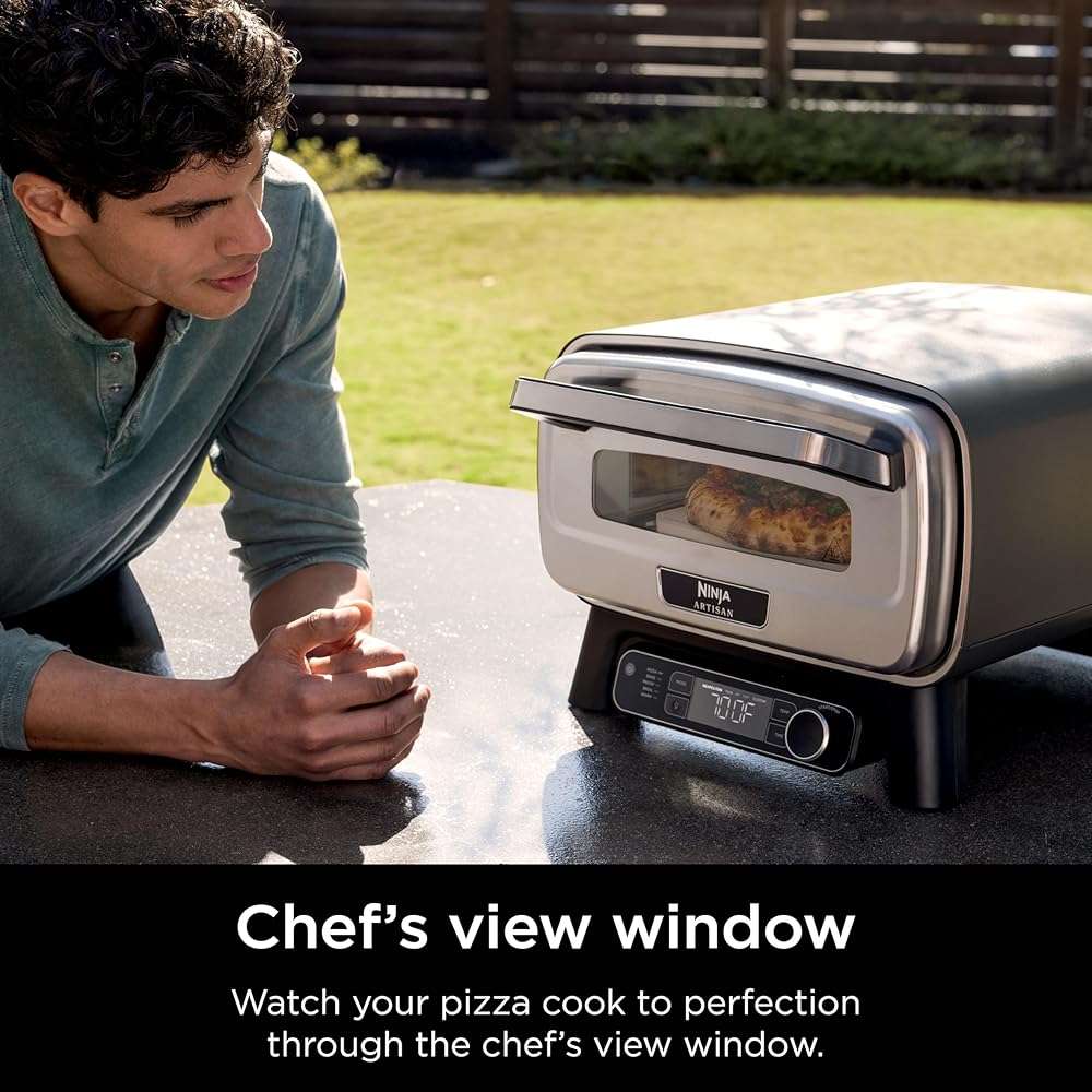 Ninja Artisan Electric Outdoor Pizza Oven with Stone | 12-inch Pizza in 3-minutes | 700F Max Temp | 5-in-1 Functionality – Pizza, Bake, Broil, Proof & Warm | Makes Full Meals | Gray | MO201 - Image 4