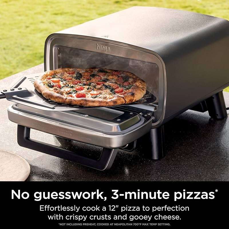 Ninja Artisan Electric Outdoor Pizza Oven with Stone | 12-inch Pizza in 3-minutes | 700F Max Temp | 5-in-1 Functionality – Pizza, Bake, Broil, Proof & Warm | Makes Full Meals | Gray | MO201 - Image 7