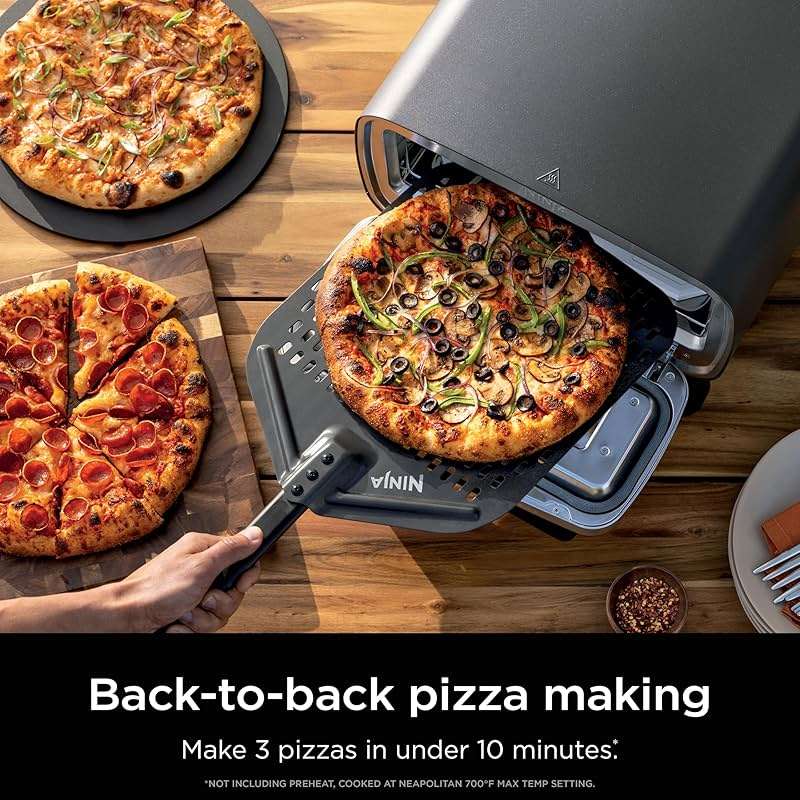 Ninja Artisan Electric Outdoor Pizza Oven with Stone | 12-inch Pizza in 3-minutes | 700F Max Temp | 5-in-1 Functionality – Pizza, Bake, Broil, Proof & Warm | Makes Full Meals | Gray | MO201 - Image 8