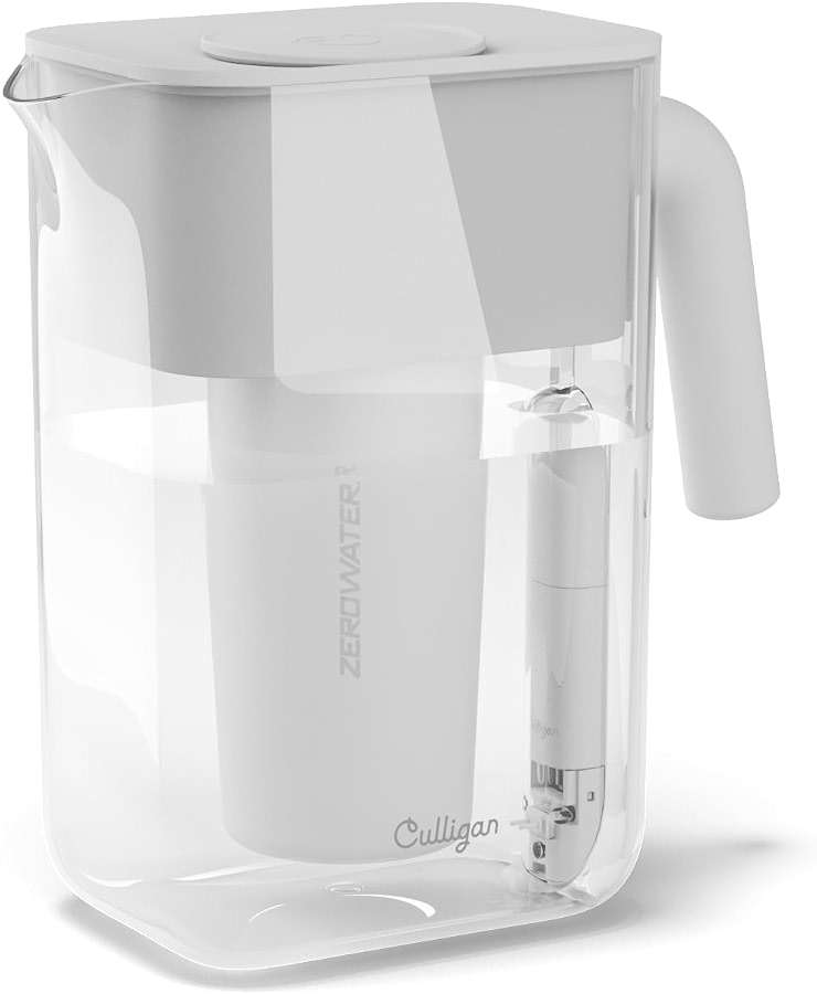 Culligan with ZeroWater Technology 12-Cup Water Filter Pitcher – Includes 5-Stage Advanced Water Filter, IAPMO Certified to Reduce Lead, Total PFAS (Forever Chemicals), Mercury, Fluoride, and Chlorine - Image 1