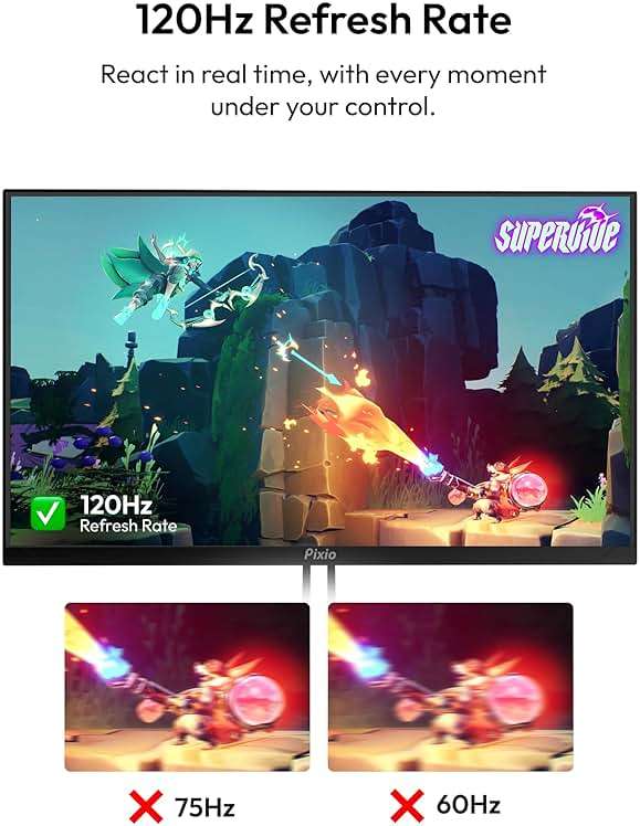 Pixio PX246 Wave 24 inch 120Hz Refresh Rate FHD 1080p Resolution IPS Panel 4ms GTG Response Time Gaming Monitor with Adaptive Sync - Image 3