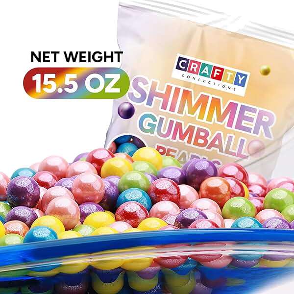 Shimmer Gumballs for Gumball Machine Pearl Assorted Candy - MIX Fruit Flavored Gum 15 oz Chewing Gum - Nostalgic Bubble Gum for Kids, Party Favors Easter Basket Sweet Treats, 16mm (0.62 inch) - Image 4