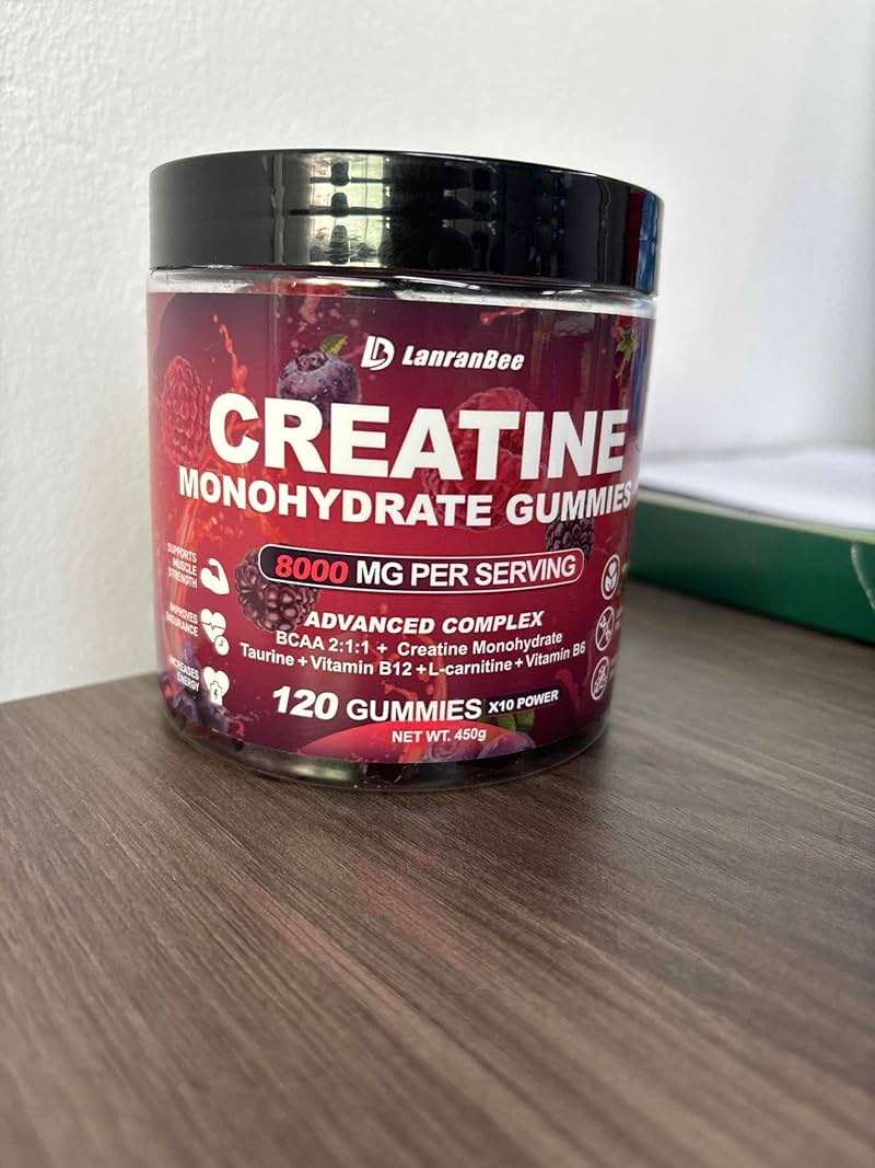 Creatine Monohydrate Gummies for Men & Women with L-Carnitine & Taurine – Pre-Workout Supplement for Muscle Strength, Energy Boost – Sugar Free, Vegan, Berry Flavor, Chewable Gummy 120 Count - Image 1