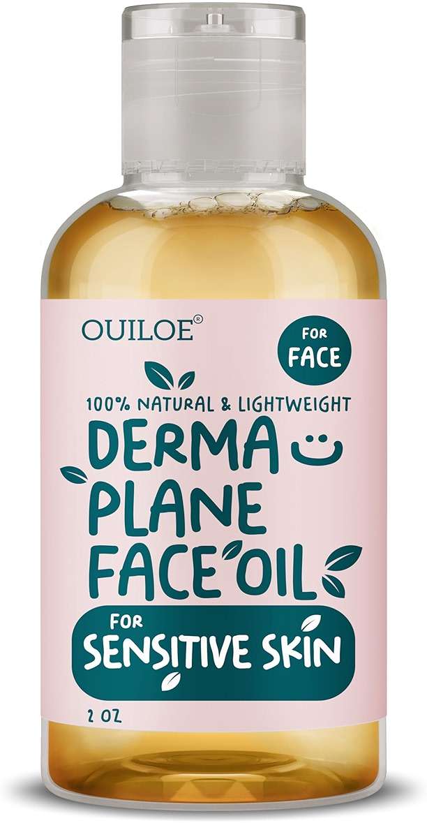 Dermaplane Oil for Sensitive Skin - Non Comedogenic Face Shaving Oil for Women - Safe for Acne Prone Skin - Fragrance Free, Natural, Non Greasy, Hydrating for Pre & Post Dermaplaning 2oz by Ouiloe - Image 1