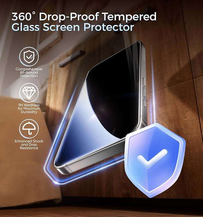 MAGIC JOHN 3rd Gen Upgraded for iPhone 15 Pro Privacy Screen Protector 6.1 Inch, 25°Anti-Spy Screen, Shockproof Tempered Glass, Auto Dust-Removal, Bubble Free, Easy Installation, 2 Pack - Image 5