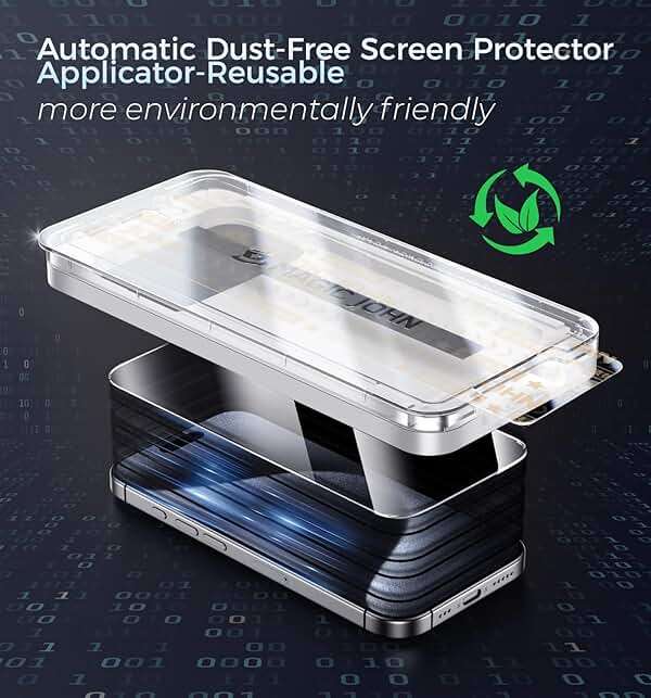 MAGIC JOHN 3rd Gen Upgraded for iPhone 15 Pro Privacy Screen Protector 6.1 Inch, 25°Anti-Spy Screen, Shockproof Tempered Glass, Auto Dust-Removal, Bubble Free, Easy Installation, 2 Pack - Image 7