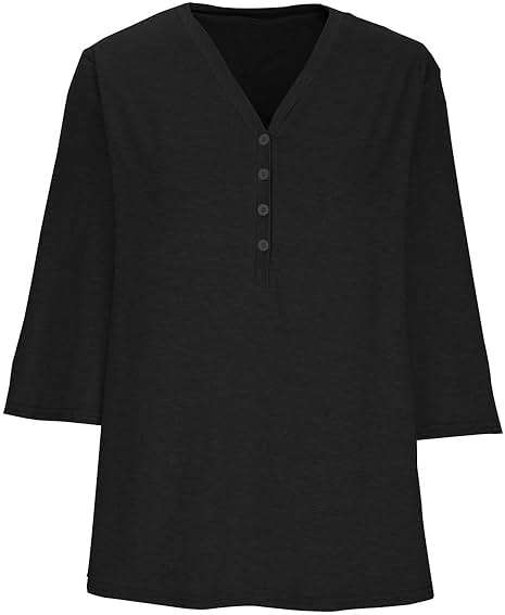 Womens Plus Size Summer Tops Loose Fit 3/4 Sleeve V Neck Button Down Shirt Casual Fashion Solid Oversized Blouse 2025 - Image 6