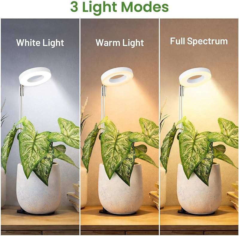 LBW Grow Light for Indoor Plants, Full Spectrum Plant Light with Base, Height Adjustable Plant Growing Lamp with Auto On/Off Timer 6/8/12/16H, 3 Colors,5 Dimmable Brightness, for Small Plants, White - Image 3