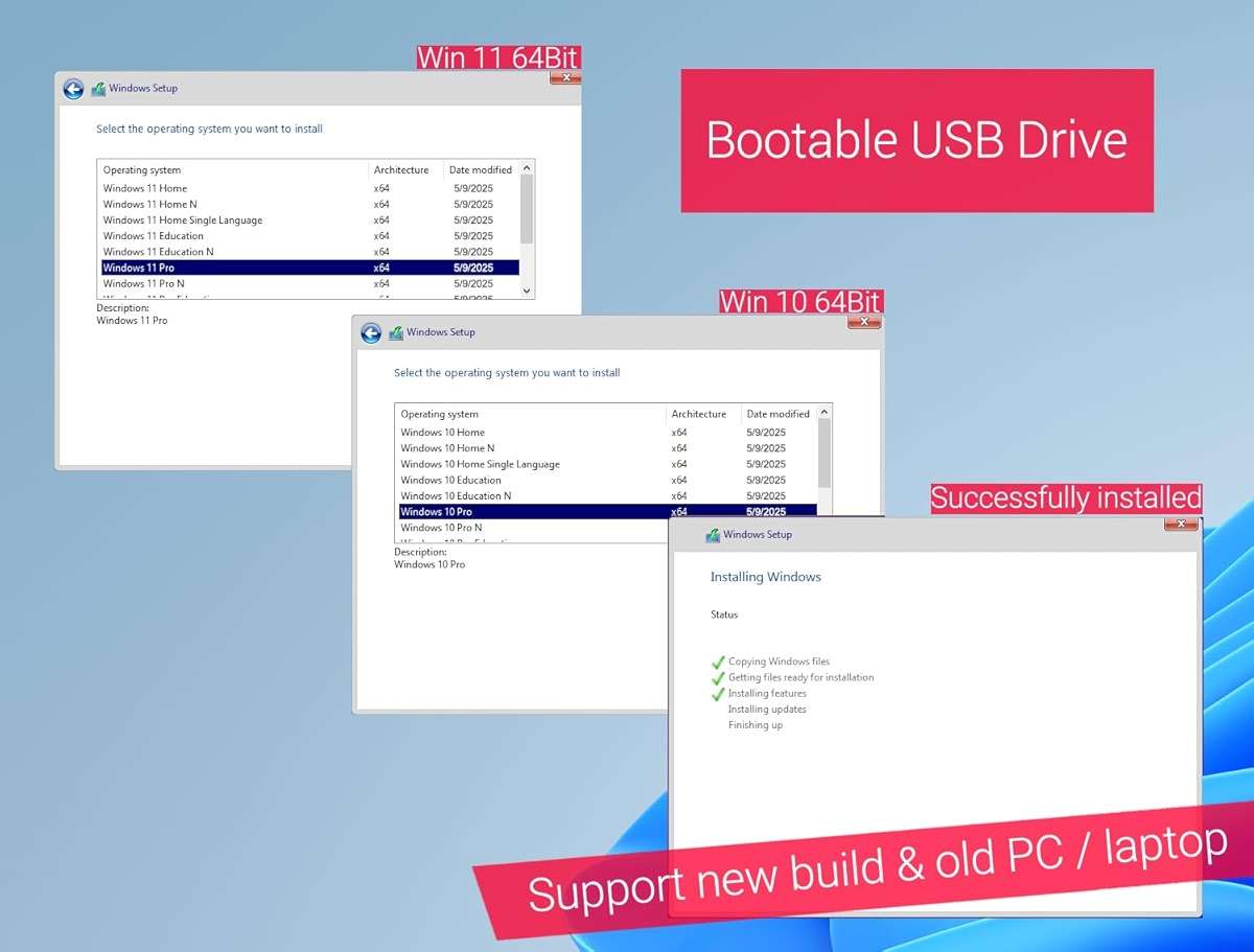 32GB - Bootable USB Driver 3.2 for Windows 11 & 10, Password Reset, Network Drives (WiFi & LAN), No TPM Required, Reinstall,Recovery Windows, Supported UEFI and Legacy, Compatible All Computers - Image 2