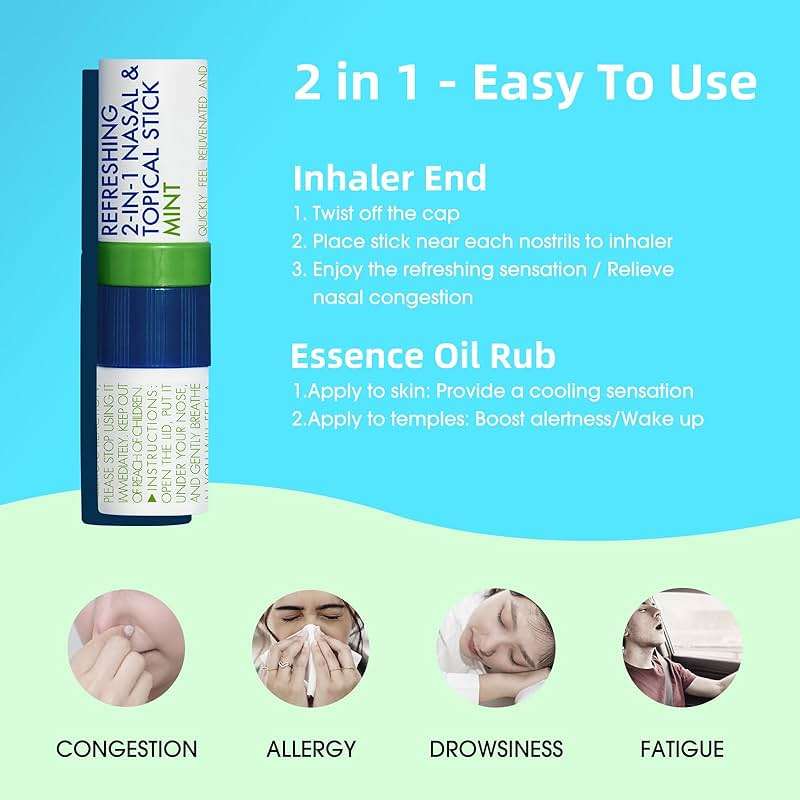 Herb Island 2-in-1 Nasal Stick Inhaler & Essential Oil Topical Rub, Refreshing Nose Inhaler Stick, VapoInhaler Wake Up Stick for Focus & Clear Breathing 5 Pack - Image 6