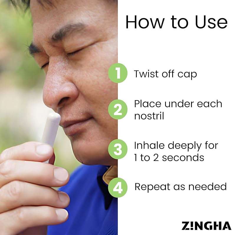 Z!NGHA Natural Aromatherapy Nasal Inhaler Stick for Sinus Relief, Focus & Stress Relief | Portable Dual-Hole Essential Oil Blend (4PK, Coolmint) - Image 3